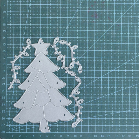 Inlovearts Christmas Tree with Christmas Lights Cutting Dies