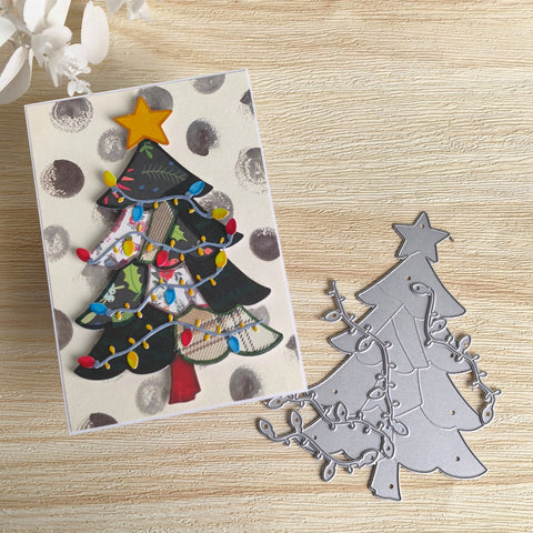 Inlovearts Christmas Tree with Christmas Lights Cutting Dies