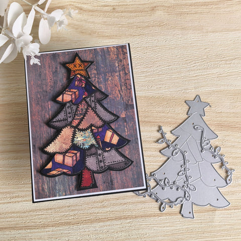 Inlovearts Christmas Tree with Christmas Lights Cutting Dies