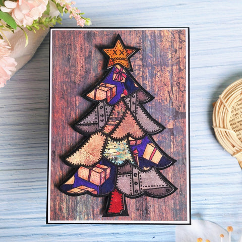 Inlovearts Christmas Tree with Christmas Lights Cutting Dies