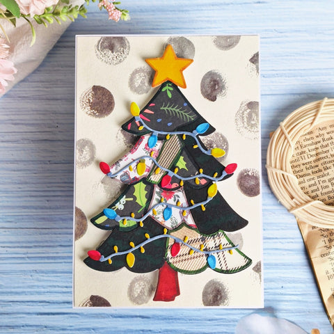 Inlovearts Christmas Tree with Christmas Lights Cutting Dies