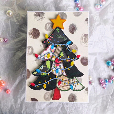 Inlovearts Christmas Tree with Christmas Lights Cutting Dies