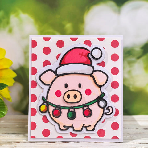 Inlovearts Christmas Pig with Lights Cutting Dies