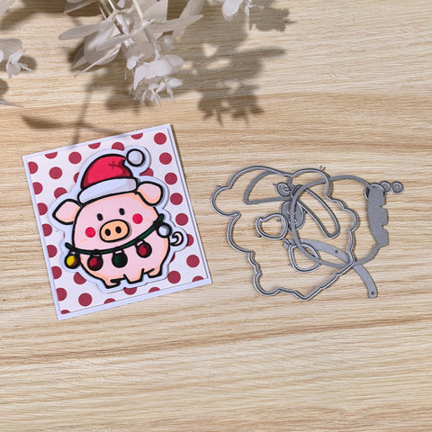Inlovearts Christmas Pig with Lights Cutting Dies