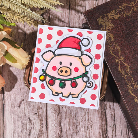 Inlovearts Christmas Pig with Lights Cutting Dies