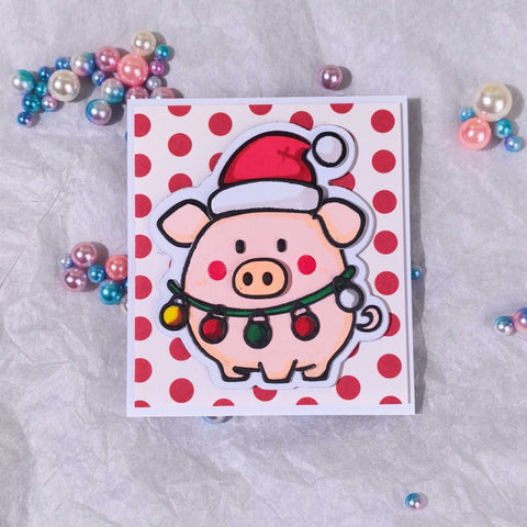 Inlovearts Christmas Pig with Lights Cutting Dies