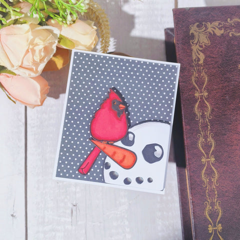 Inlovearts Cardinal on Snowman Cutting Dies