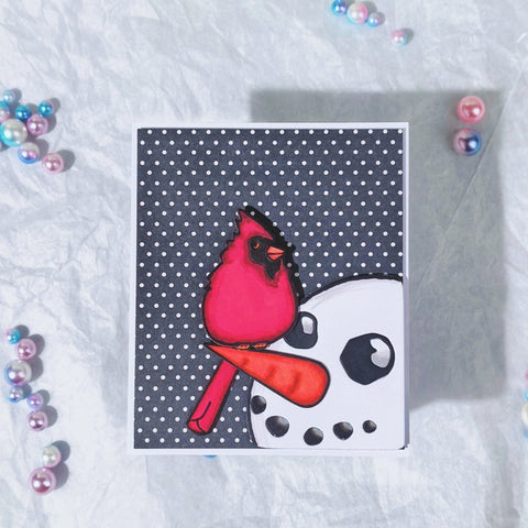 Inlovearts Cardinal on Snowman Cutting Dies