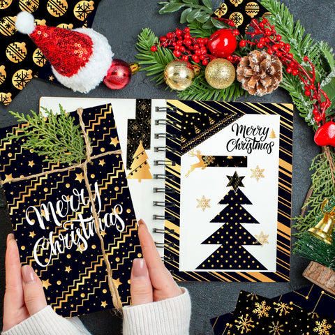Inlovearts 24PCS 12" Golden Christmas Scrapbook & Cardstock Paper