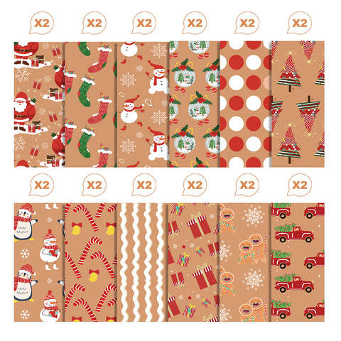 Inlovearts 24PCS 12" Happy Christmas Scrapbook & Cardstock Paper