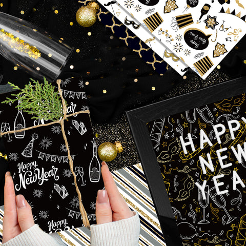 Inlovearts 24PCS 12" New Year Theme Scrapbook & Cardstock Paper