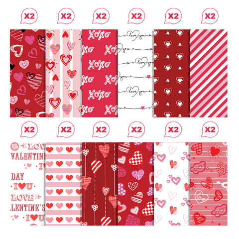Inlovearts 24PCS 12" Valentine's Day Scrapbook & Cardstock Paper