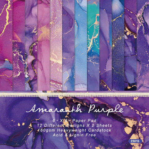 Inlovearts 24PCS 6" Amaranth Purple Scrapbook & Cardstock Paper