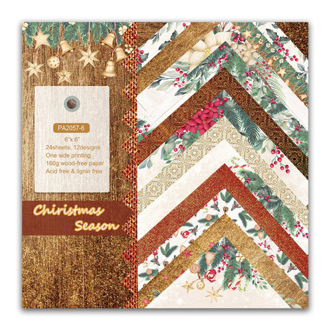 Inlovearts 24PCS 6" Christmas Season Scrapbook & Cardstock Paper