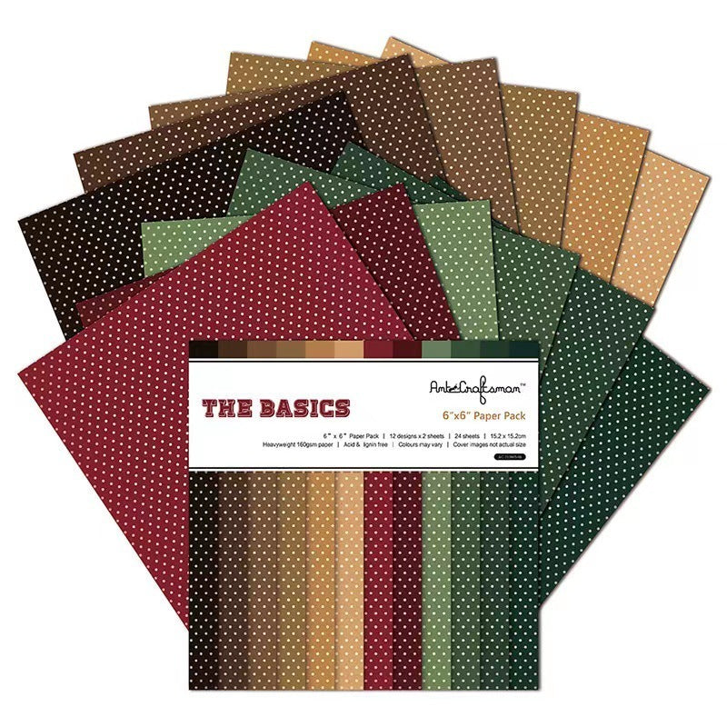 Inlovearts 24PCS 6" Colorful Dots Scrapbook & Cardstock Paper