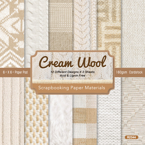 Inlovearts 24PCS 6" Cream Wool Scrapbook & Cardstock Paper