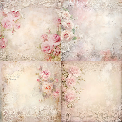 Inlovearts 24PCS 6" Elegant Rose Scrapbook & Cardstock Paper