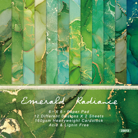 Inlovearts 24PCS 6" Emerald Radiance Scrapbook & Cardstock Paper