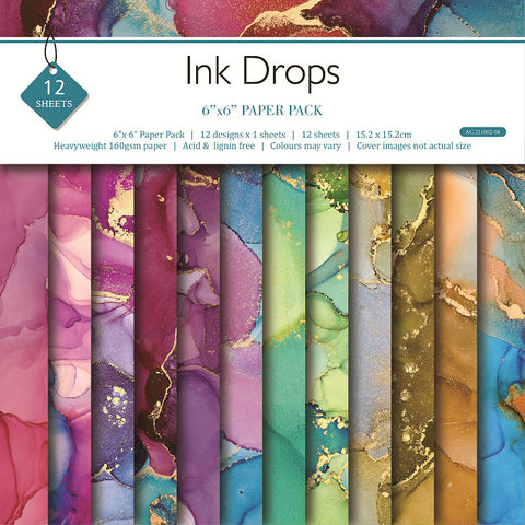 Inlovearts 24PCS 6" Ink Drops Scrapbook & Cardstock Paper