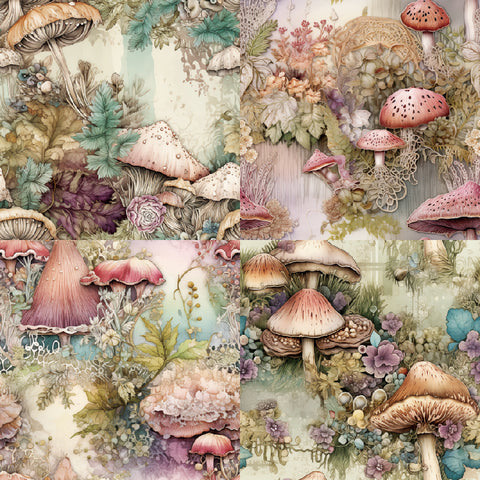 Inlovearts 24PCS 6" Mushroom Fairy Scrapbook & Cardstock Paper