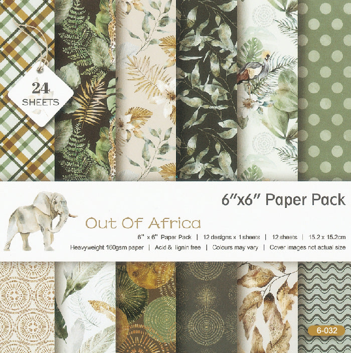 Inlovearts 24PCS 6" Out of Africa Scrapbook & Cardstock Paper