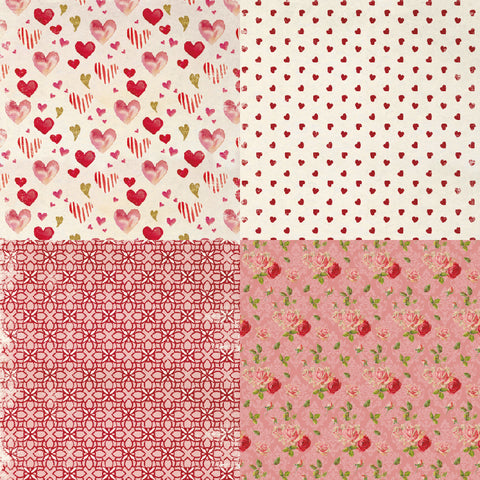 Inlovearts 24PCS 6" Romantic Rose Scrapbook & Cardstock Paper