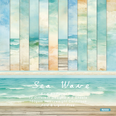 Inlovearts 24PCS 6" Sea Wave Scrapbook & Cardstock Paper