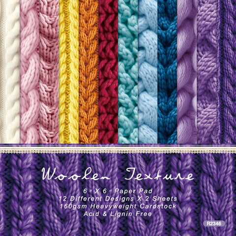 Inlovearts 24PCS 6" Woolen Texture Scrapbook & Cardstock Paper
