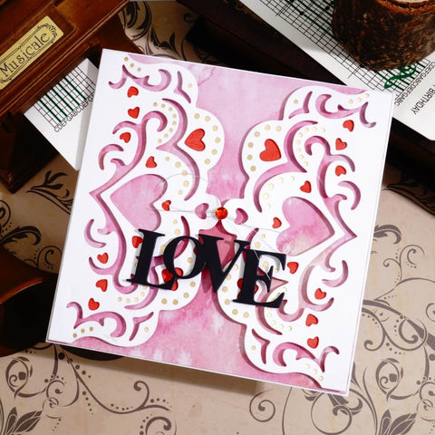 Inlovearts 2pcs Heart Lace Border Cutting Dies