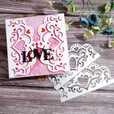 Inlovearts 2pcs Heart Lace Border Cutting Dies