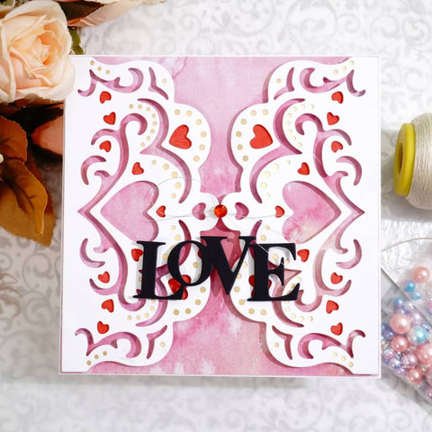 Inlovearts 2pcs Heart Lace Border Cutting Dies