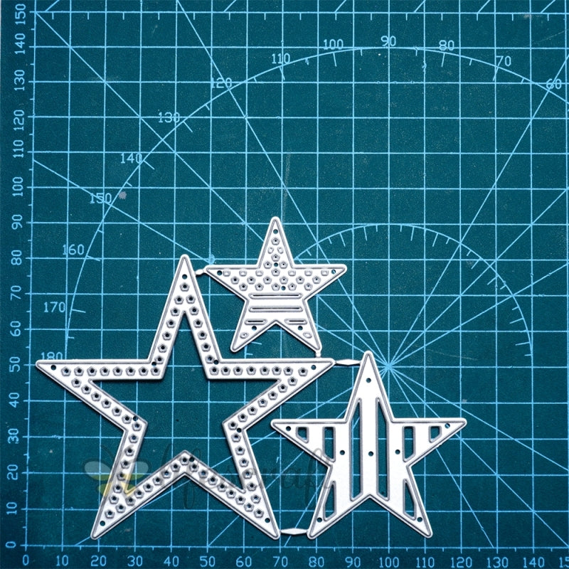 Inlovearts 3pcs Decorated Star Cutting Dies