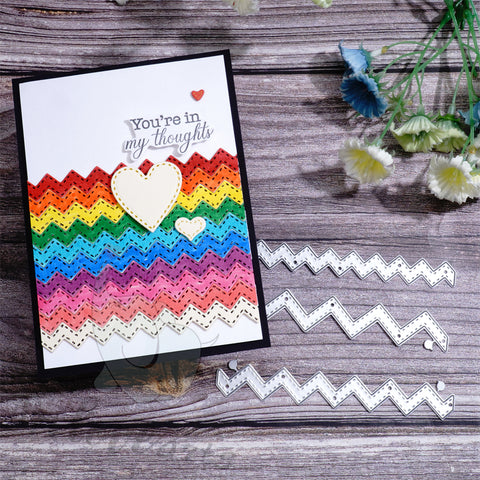 Inlovearts 3pcs Wavy Line Border Cutting Dies