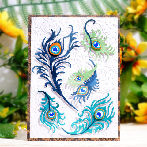 Inlovearts 5pcs Peacock Feather Cutting Dies