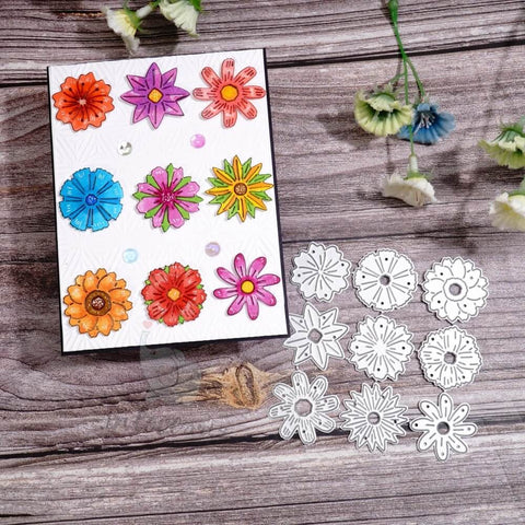 Inlovearts 9pcs Daisy Flowers Cutting Dies