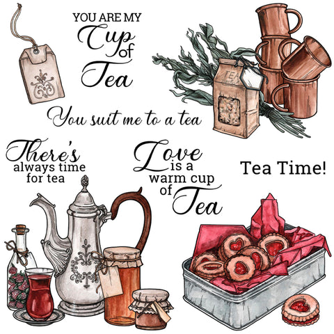 Inlovearts Afternoon Tea Time Dies with Stamps Set