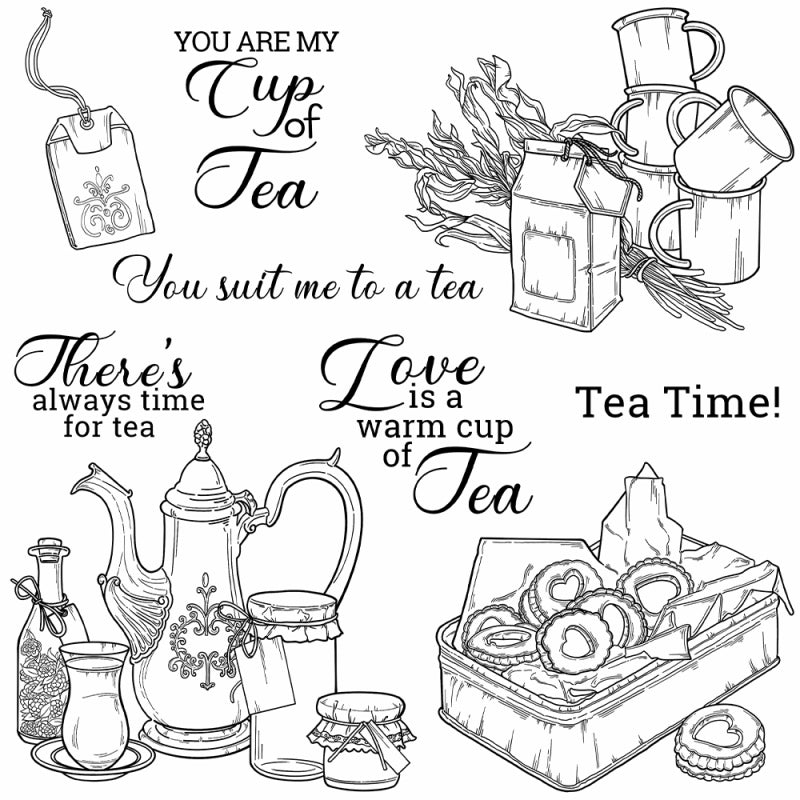 Inlovearts Afternoon Tea Time Dies with Stamps Set