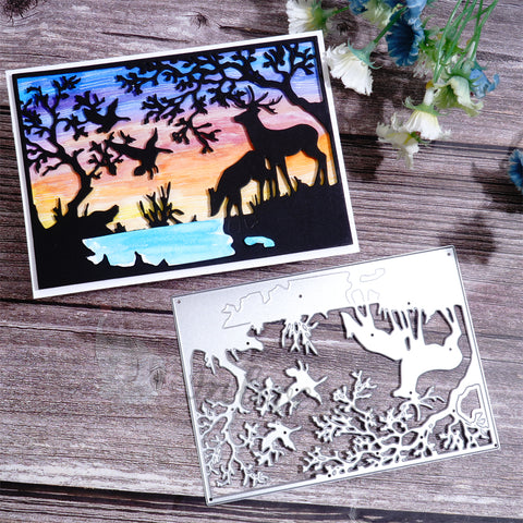 Inlovearts Animals in the Forest Background Board Cutting Dies