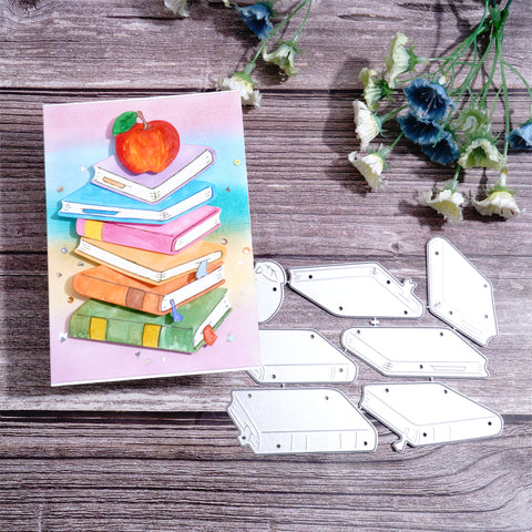 Inlovearts Apple on Stacked Books Cutting Dies