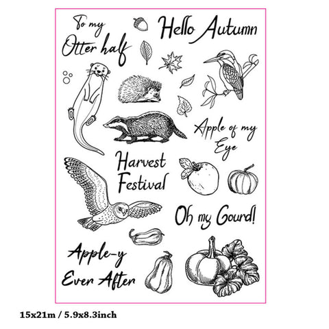 Inlovearts Autumn Animals Clear Stamps
