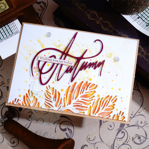 Inlovearts Autumn Word with Leaves Cutting Dies