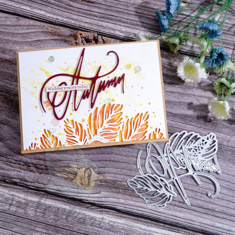 Inlovearts Autumn Word with Leaves Cutting Dies