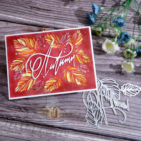 Inlovearts Autumn Word with Leaves Cutting Dies