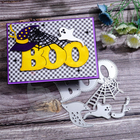 Inlovearts BOO with Halloween Decorations Cutting Dies