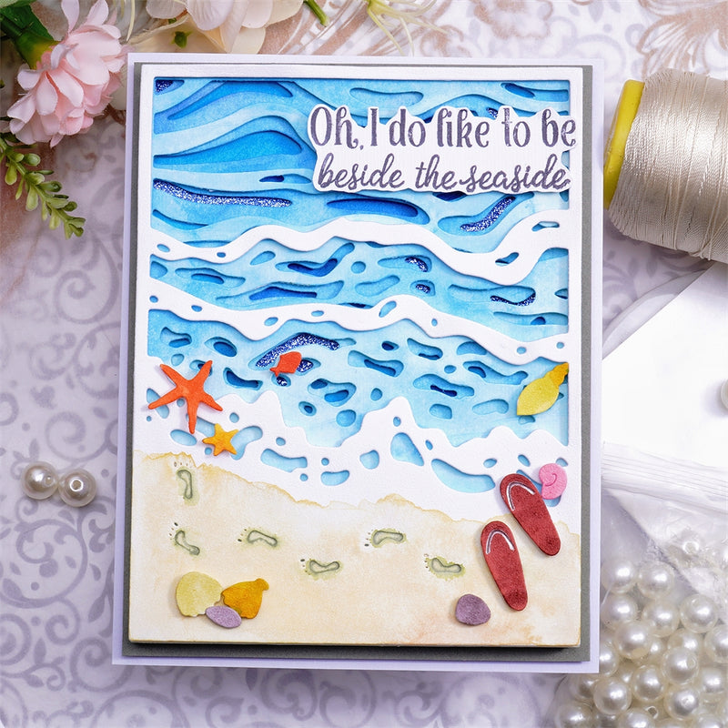 Inlovearts Stackable Beach and Wave Background Board Cutting Dies