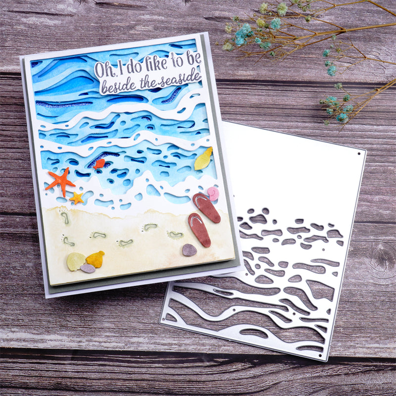 Inlovearts Stackable Beach and Wave Background Board Cutting Dies