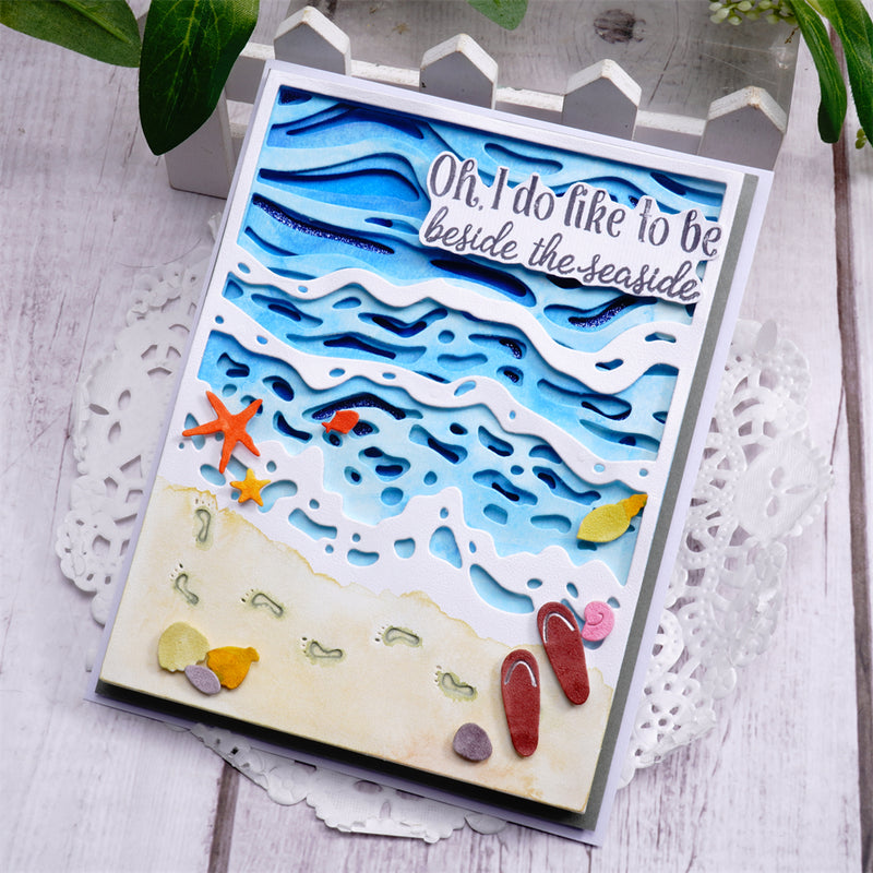 Inlovearts Stackable Beach and Wave Background Board Cutting Dies