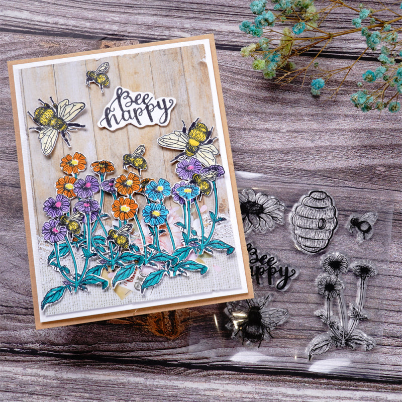Inlovearts Bee and Flower Clear Stamps