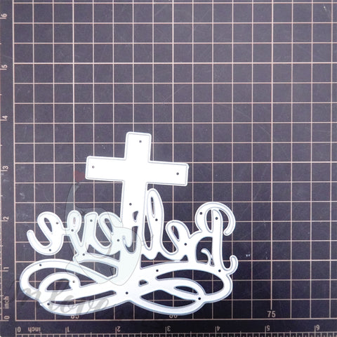 Inlovearts Believe Word with Cross Cutting Dies