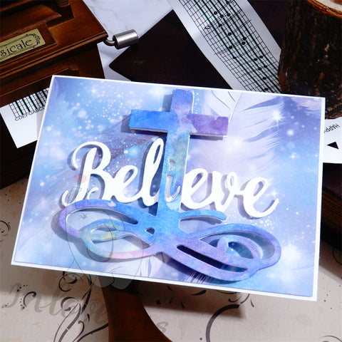 Inlovearts Believe Word with Cross Cutting Dies